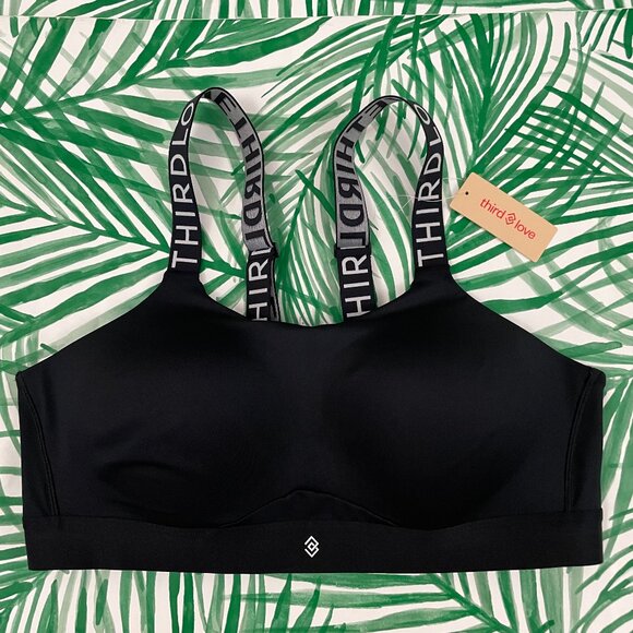 Thirdlove Black Logo Kinetic Adjustable Sports Bra Size 40C - Picture 1 of 4